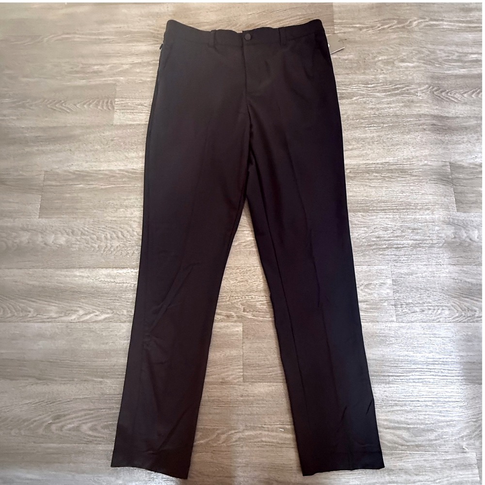 Apana Mens Performance Trousers Black Straight Leg Pants MA4483 Size 34x32 NWT